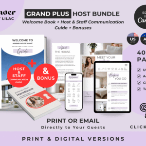 Grand Plus Lavender Airbnb Welcome Book Bundle