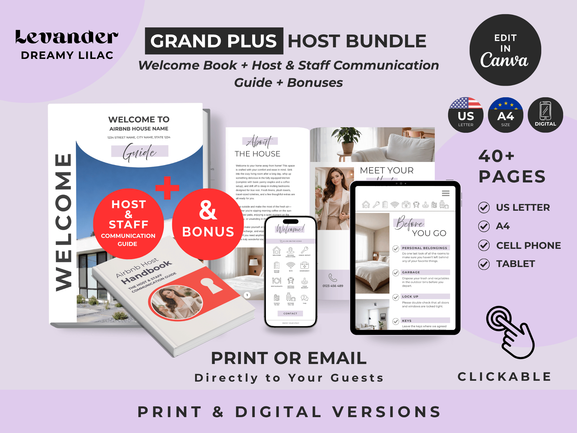 Grand Plus Lavender Airbnb Welcome Book Bundle