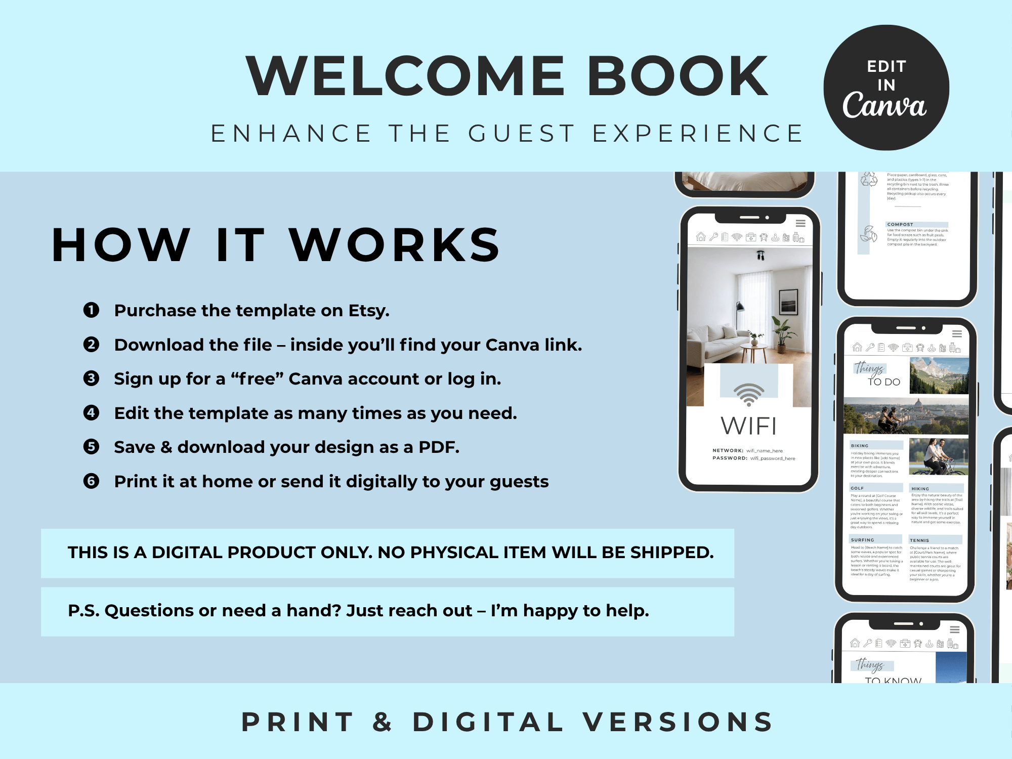 Ocean - Coastal Blue - Airbnb Welcome Book Bundle A4 Size - Image 18