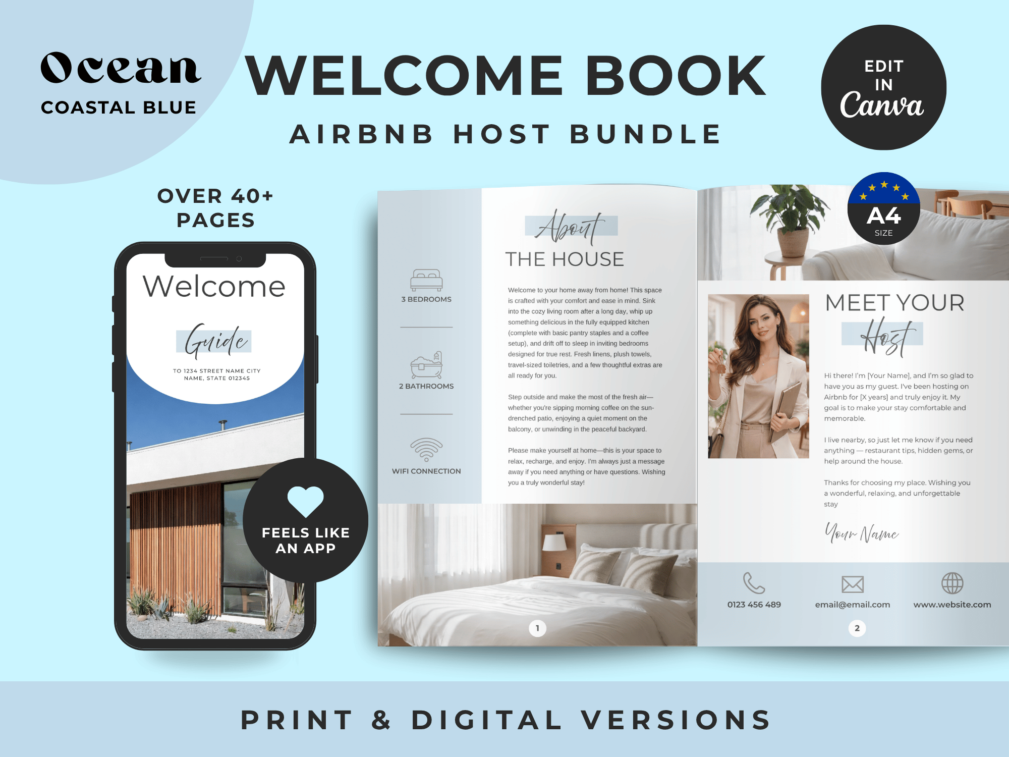 Ocean - Coastal Blue - Airbnb Welcome Book Bundle A4 Size - Image 5