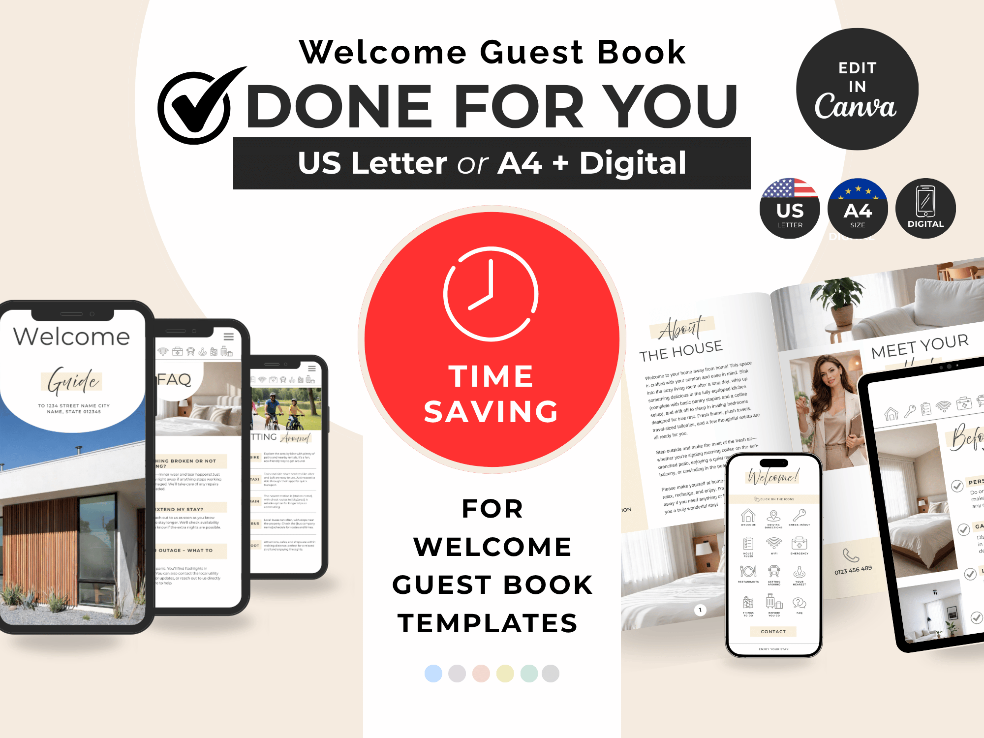 Done-For-You Airbnb Guest Book Editing - US Letter or A4 + Digital