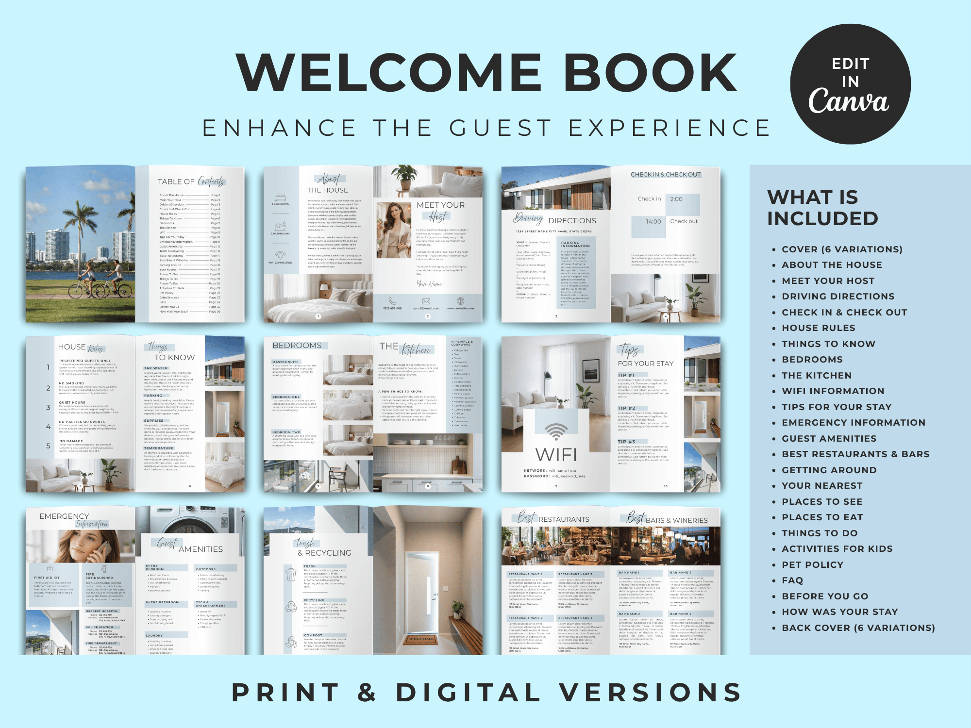 Ocean - Coastal Blue - Airbnb Welcome Book Bundle A4 Size - Image 11