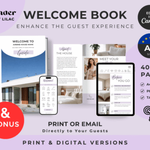 Lavender Airbnb Welcome Book Bundle A4 Size