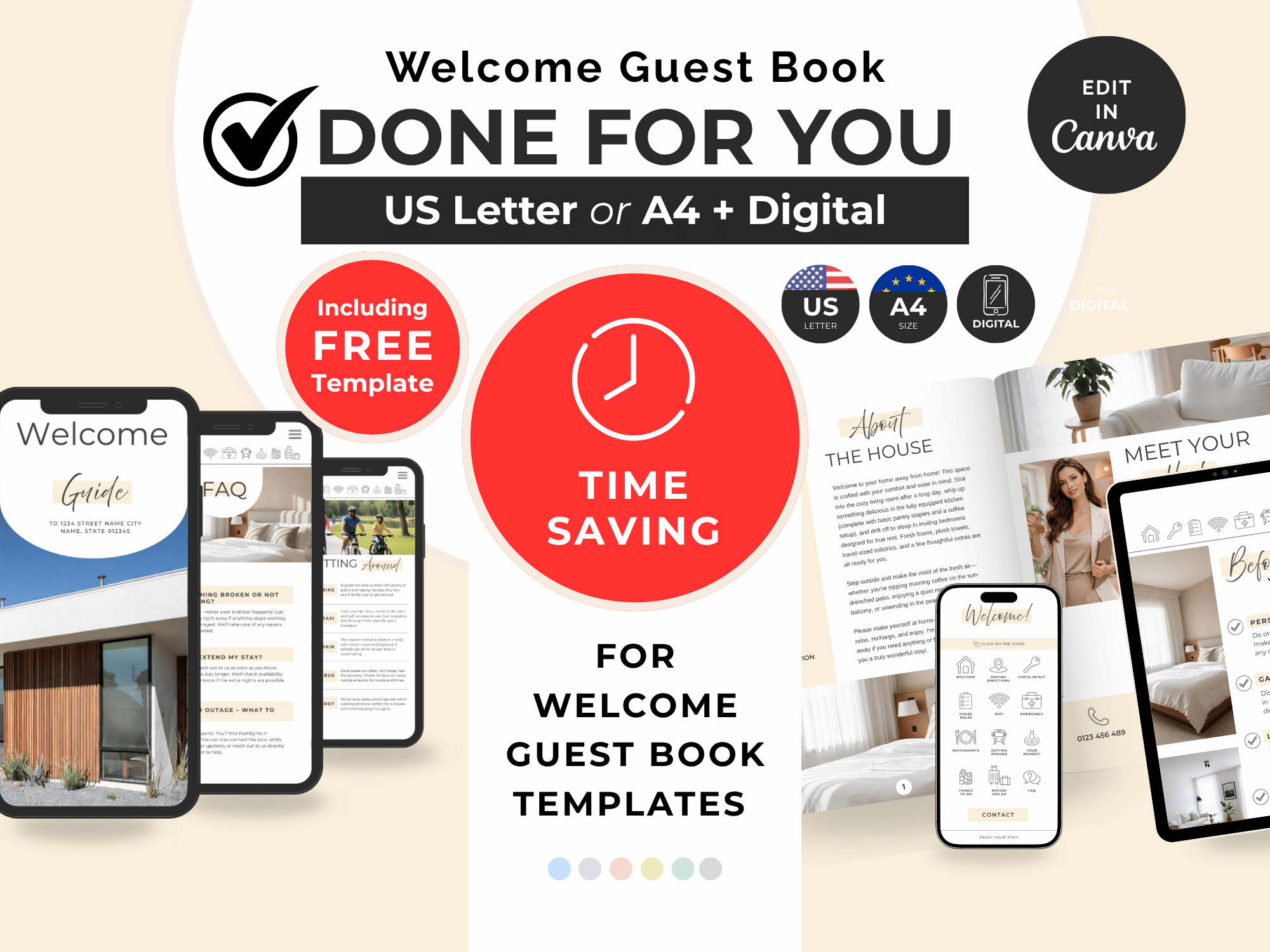 Done-For-You Airbnb Guest Book Editing - US Letter or A4 + Digital