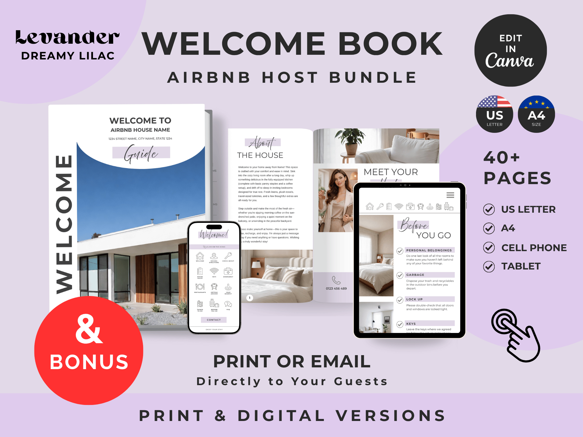 Grand Lavender Airbnb Host Welcome Book Bundle