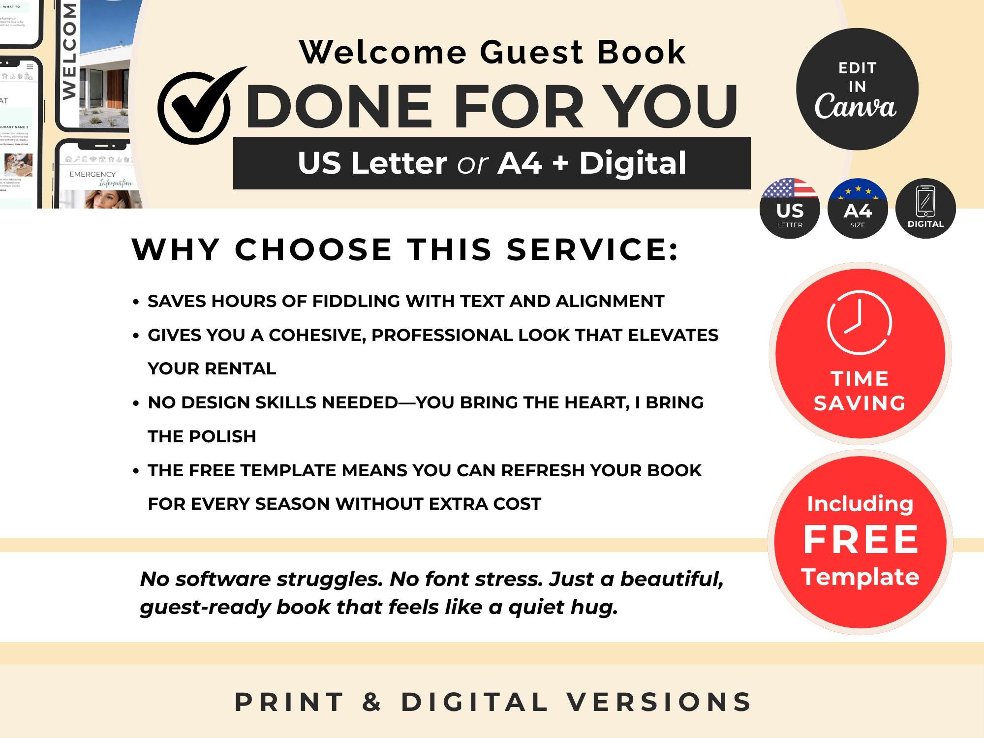 Done-For-You Airbnb Guest Book Editing - US Letter or A4 + Digital - Image 3