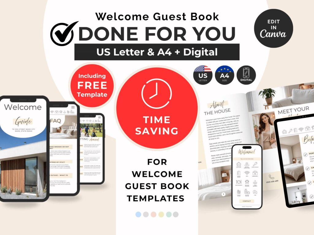 Done-For-You Airbnb Guest Book Editing - US Letter & A4 + Digital